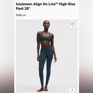 Lululemon align no line high-rise pant 28”